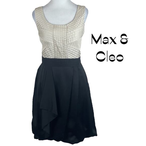 Max And Cleo Black Cream Balloon Ruffled Skirt Party Event Dress NWOT Size 10 - Picture 2 of 13